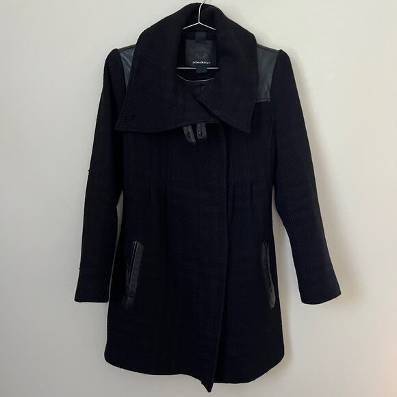MACKAGE Black Wool Blend Plaid Coat Size XS - Picture 1 of 16
